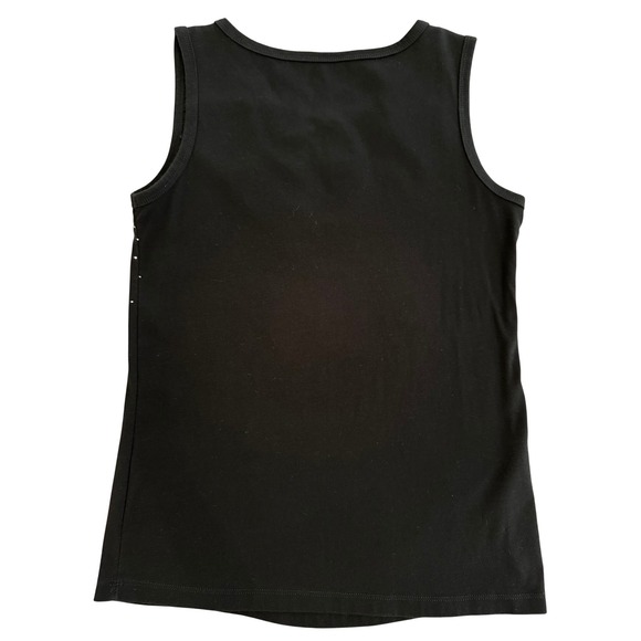 Black Rhinestone Keyhole Sleeveless Tank Top Studded Cutout Party Shirt - Picture 6 of 6